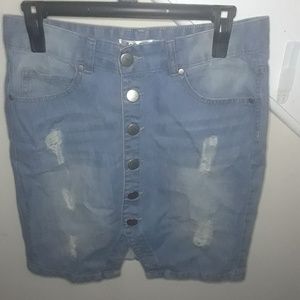 Jeans button-down skirt